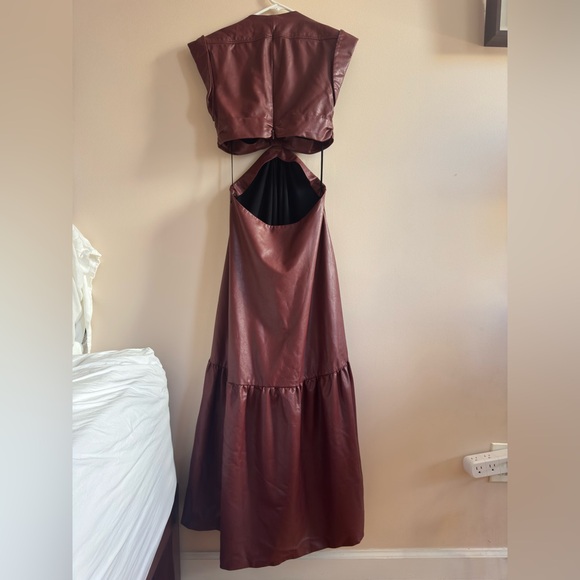A.L.C. Alexandria Cutout Vegan Leather Midi Dress in Cranberry size 6 - Picture 8 of 14